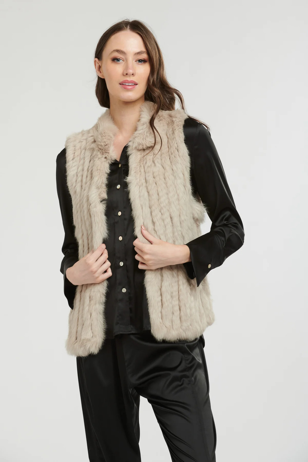 365 Days Rabbit Fur Vest - Stone