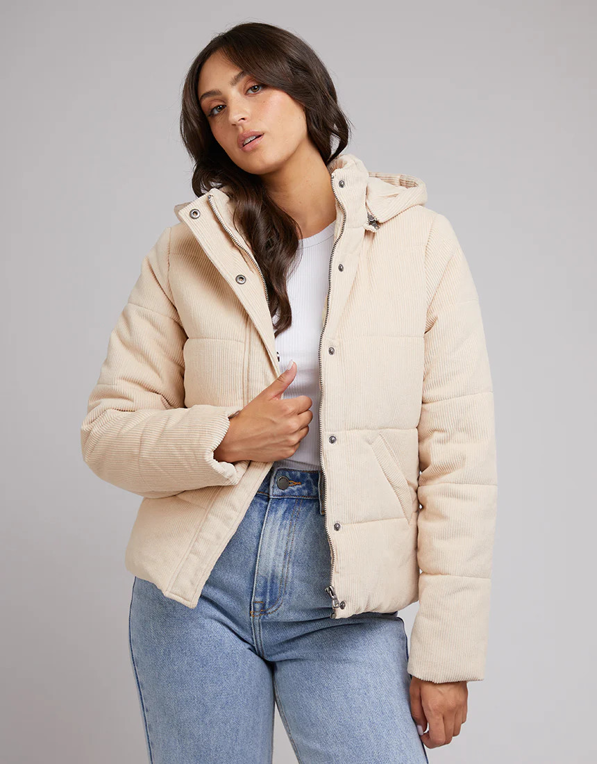 All About Eve Cali Cord Puffer - Vintage White