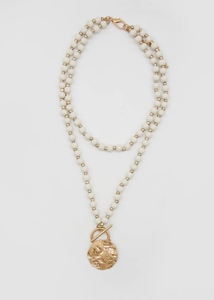 Stella+Gemma Double White Bead Necklace