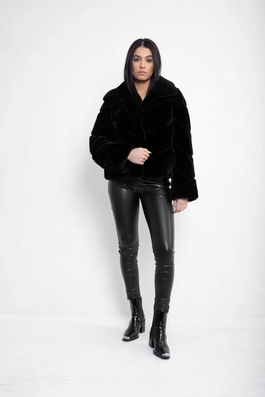 Indijo Zara Faux Fur Jacket - Black
