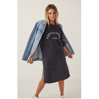 Cartel & Willow Alexis L/S Dress-Charcoal Sandwash