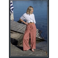 J & G Weekend Striped Pant - Red + Natural