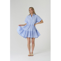 HQ Tiered Shirt Dress - Light Blue