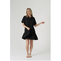 HQ Tiered Shirt Dress - Black