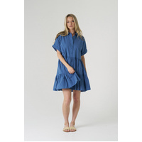 HQ Tiered Shirt Dress - Dark Blue