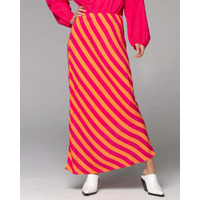 Fate+Becker Wonderland Bias Cur Skirt - Pink Orange Stripe