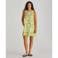 Sass Emmett Tie Back Shift Dress - Green Shell Patchwork