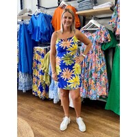 Iris Maxi Tie Back Short Dress - Blue Print