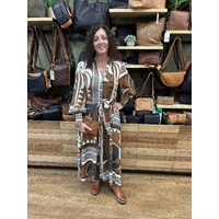 Iris Maxi Maxi Dress - Brown Print