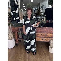 Sass Tarni Satin Shirt - Iris Abstract Print