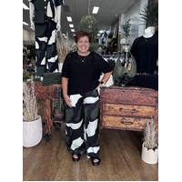 Sass Tarni Satin Pant - Iris Abstract Print