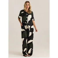 Sass Tarni Satin Pant - Iris Abstract Print