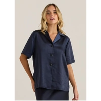 Sass Jasper Satin Shirt - Navy
