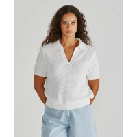 Sass Aubrie Knit Polo - White
