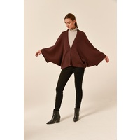Tirelli-Concealed Button Cardigan-Dark Mocha