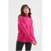 Tirelli Cable Sleeve Detail Knit - Hot Pink