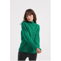 Tirelli Cable Sleeve Detail Knit - Lawn Green
