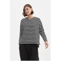 Tirelli Stripe Long Sleeve Weekend Tshirt - Black/White