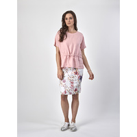 Vassalli Printed Lightweight Skirt with Centre Back Vent - Flora