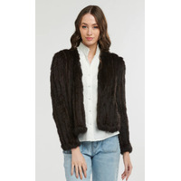 365 Days Rabbit Fur Short Jacket - Chocolate