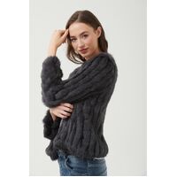 365 Days Rabbit Fur Short Jacket - Slate Grey
