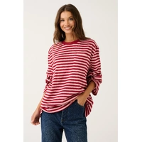 Cartel & Willow Harley Long Sleeve -Plum Stripe