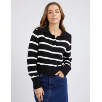 Foxwood Effie Polo Knit - Black & White Stripe