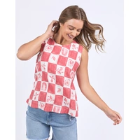Foxwood Biarittz Top - Crimson Print