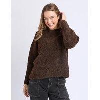Foxwood Flint Knit Crew - Coffe
