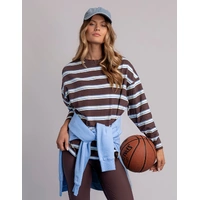 Foxwood Harper Stripe L/S Tee - Coffee Stripe