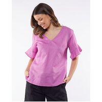 Foxwood Flutter Sleeve Tee - Super Pink