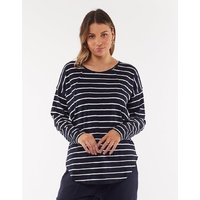 Foxwood-Stripe Mackenzie Long sleeve Tee-Navy & White