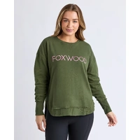 Foxwood Simplified Metallic Crew - Olive with Pink
