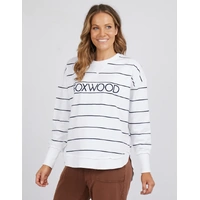 Foxwood Classic Stripe Simplified Crew - White/Navy Stripe