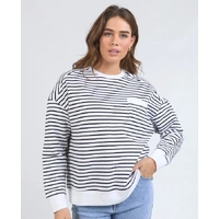 Foxwood Original Stripe Crew - White/Black Stripe