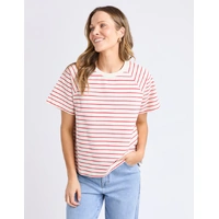 Foxwood Windsor Stripe Tee - White & Red Stripe