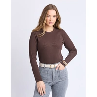 Foxwood Scoop L/S Rib - Coffee