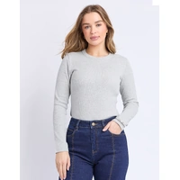 Foxwood Scoop Rib L/S - Grey Marle