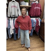 Foxwood College Contrast Zip Crew - Rust With Pink