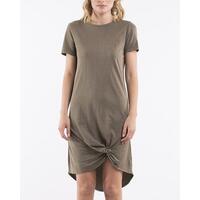 Silent Theory Twisted Tee Dress - Khaki