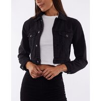 Silent Theory-Courtney Crop Trucker Jacket-Washed Black