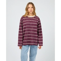 Silent Theory Stripe Long Sleeve Tee - Cherry