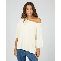 Silent Theory Ollie Off Shoulder Knit Top - White