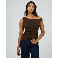 All About Eve Kylie Off Shoulder Top - Brown
