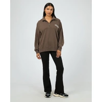 All About Eve Elevated Relaxed 1/4 Zip - Brown
