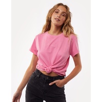 All About Eve-Script Knotted Tee-Rose