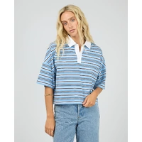 All About Eve Junie Stripe Rubgy Tee - Blue