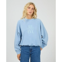 All About Eve Flynn Washed Box Raglan Crew - Blue