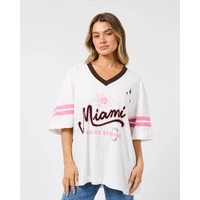 All About Eve Miami Studios O/S Vee Tee -Vintage White