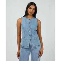 All About Eve Lena Denim Vest - Light Blue